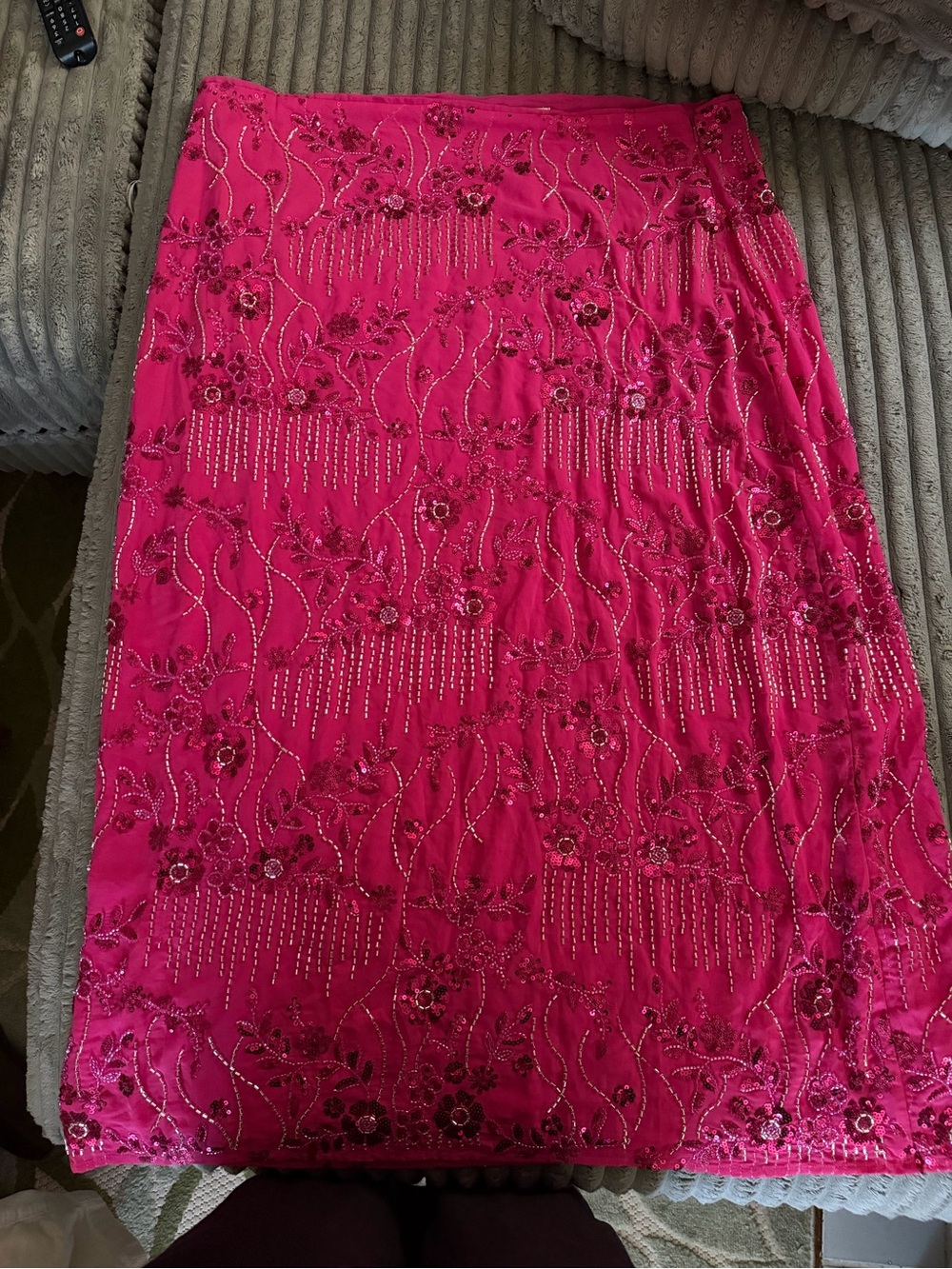 Embellished Fuchsia Floral Beaded Women's Dress